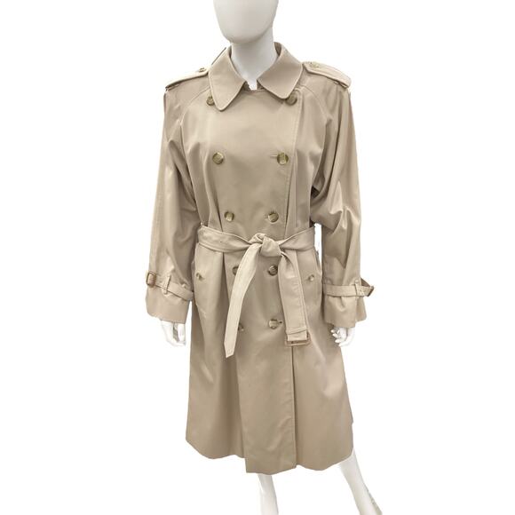 VTG Burberry Coat Unisex SZ XL ‘Alex Trench’ Plaid Pattern Lining Classic Beige - Picture 1 of 7